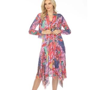 Carine abstract art Colorful Women's Dress & wrap jacket NWT Large
